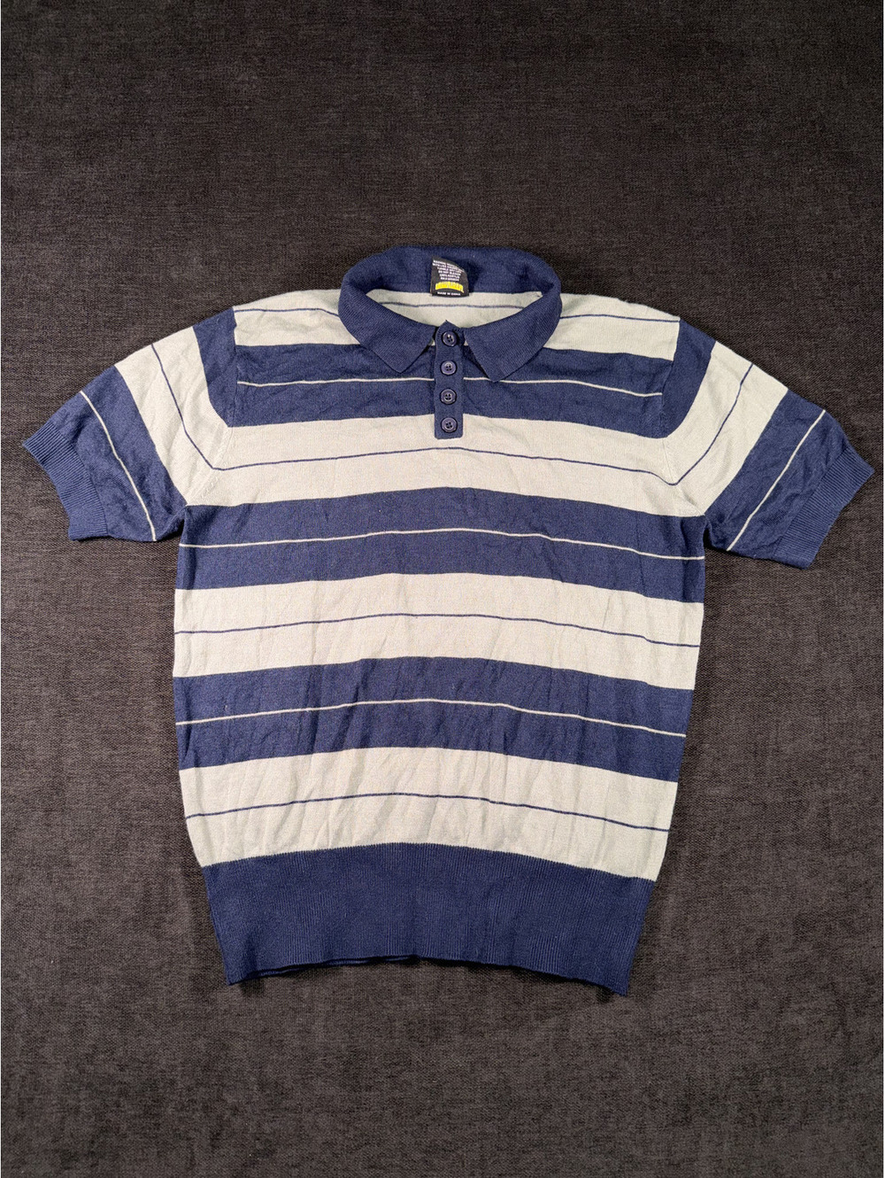 Lowrider Men's Medium Blue and White Striped Polo Shirt